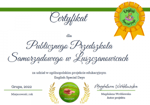 certyfikat dla przedszkola